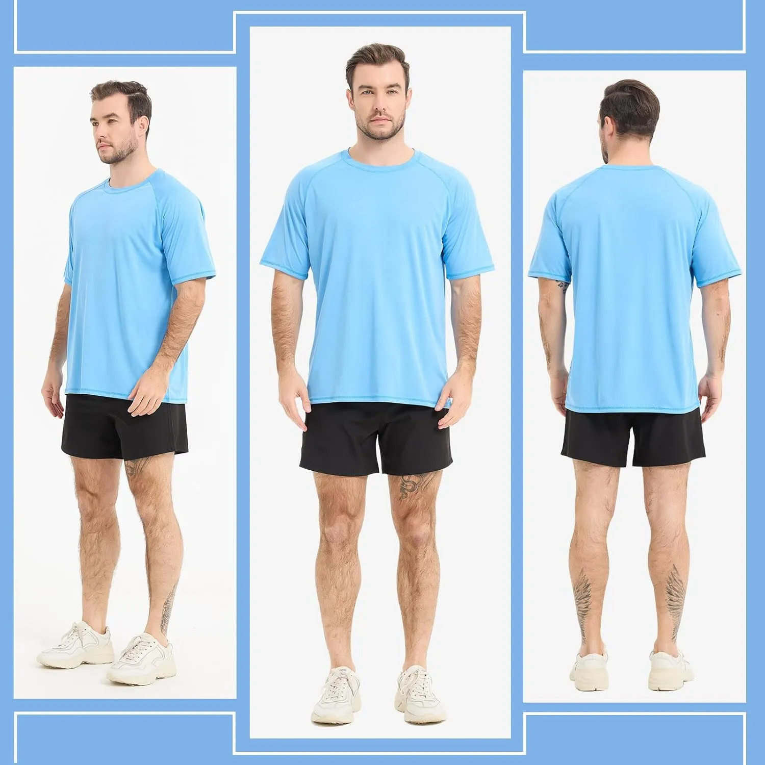 Sun Protection T-Shirts Short Sleeve Athletic Shirts for Men Quick Dry UPF 50  Workout for Running Fishing Hiking