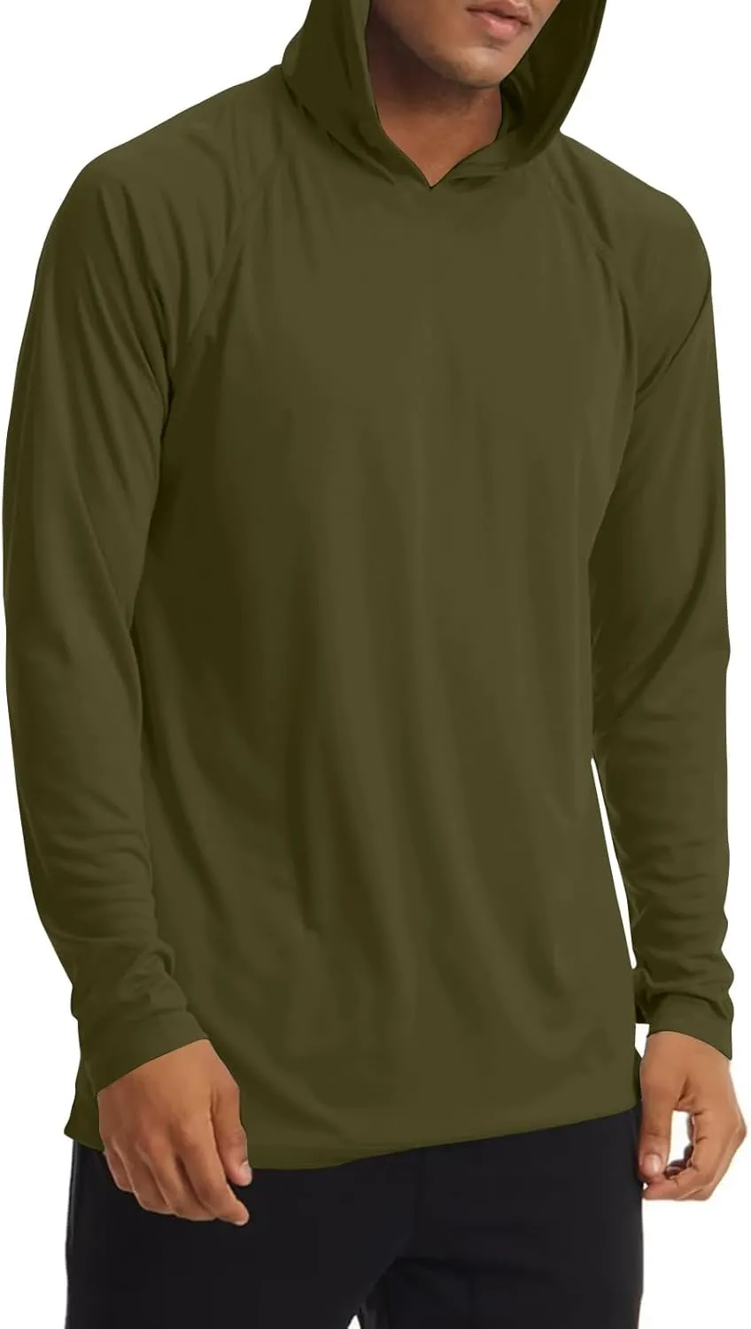 Sun Shirts for Men UPF 50  UV Protection Lightweight Fishing Hoodies Breathable Hiking Rash Guard Running Tee Shirts