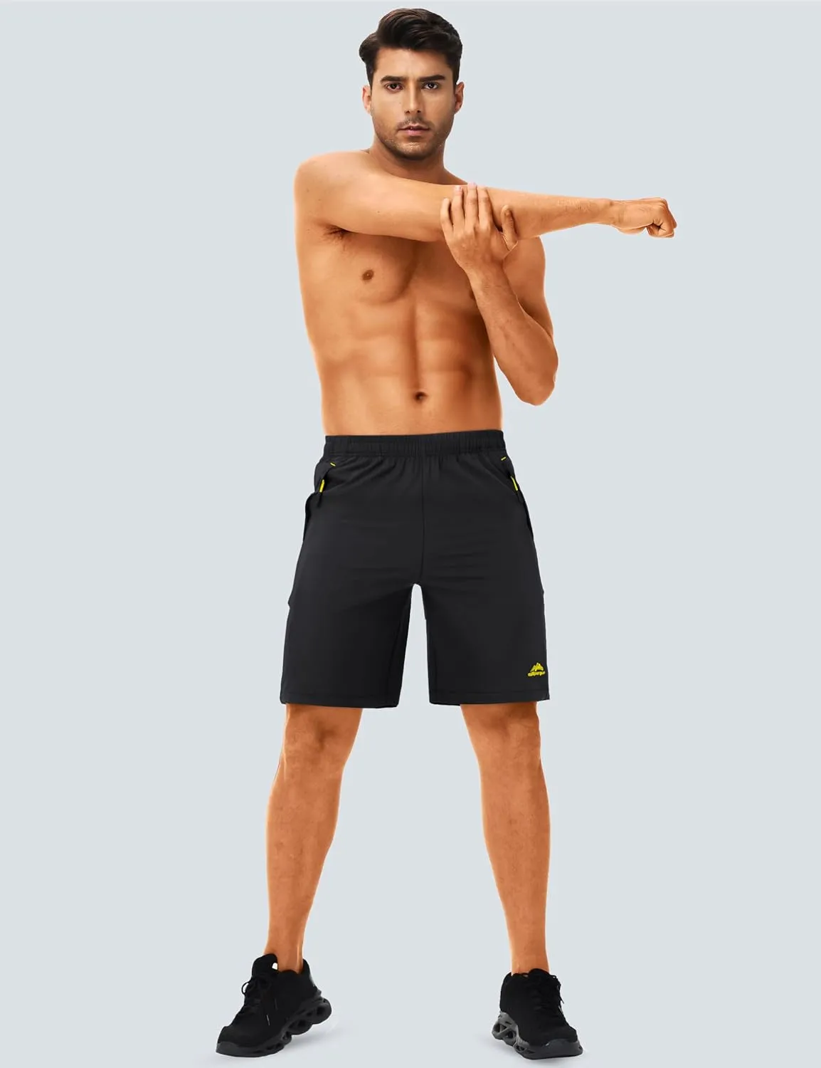 TACVASEN Men's Running Athletic Shorts 9" Quick Dry Workout Gym Shorts Lightweight Summer Shorts 3 Zipper Pockets