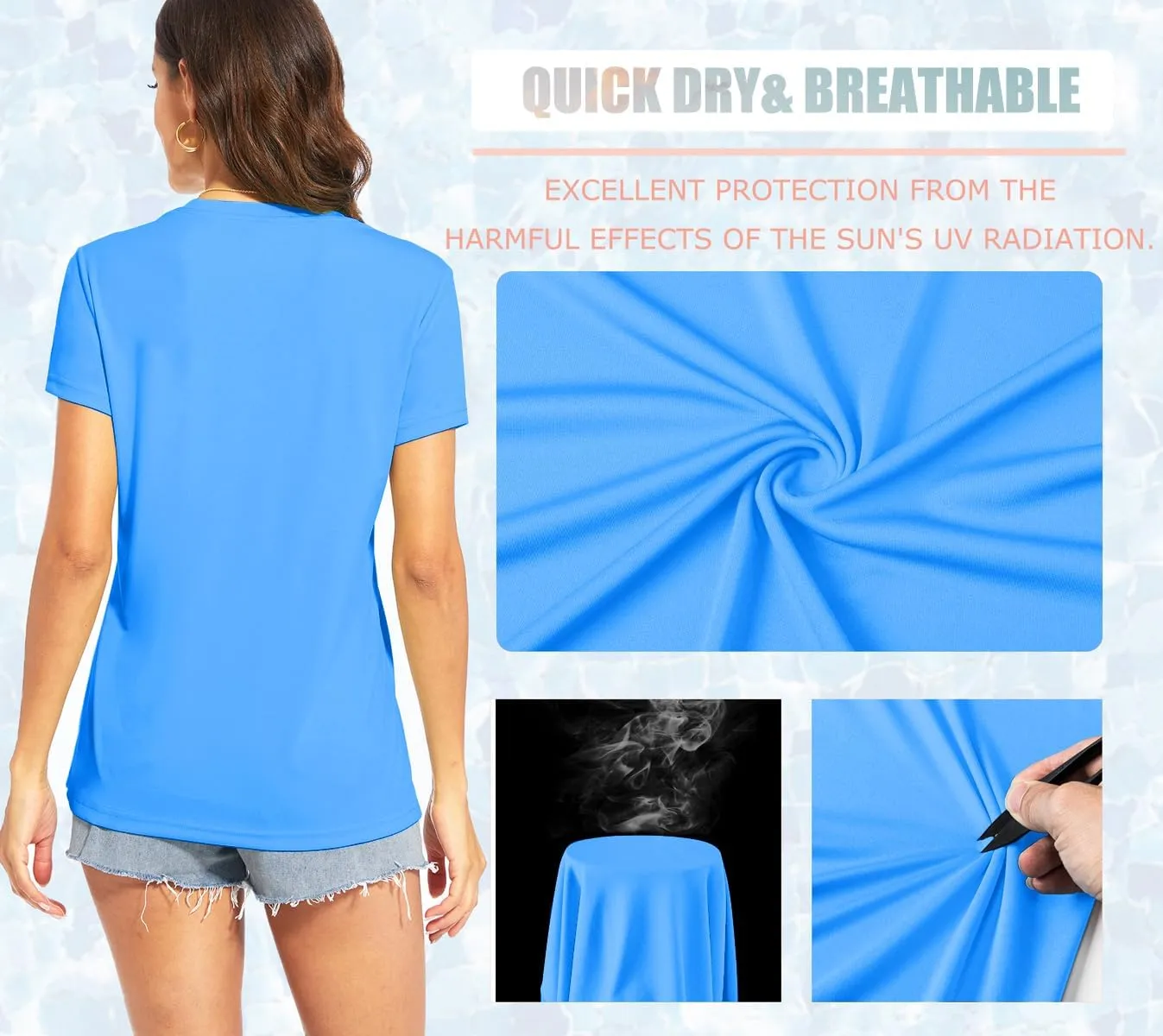 TACVASEN Workout Tops for Women UPF 50  Sun Protection V-Neck T Shirts Short Sleeve Quick Dry Athletic Running Shirts