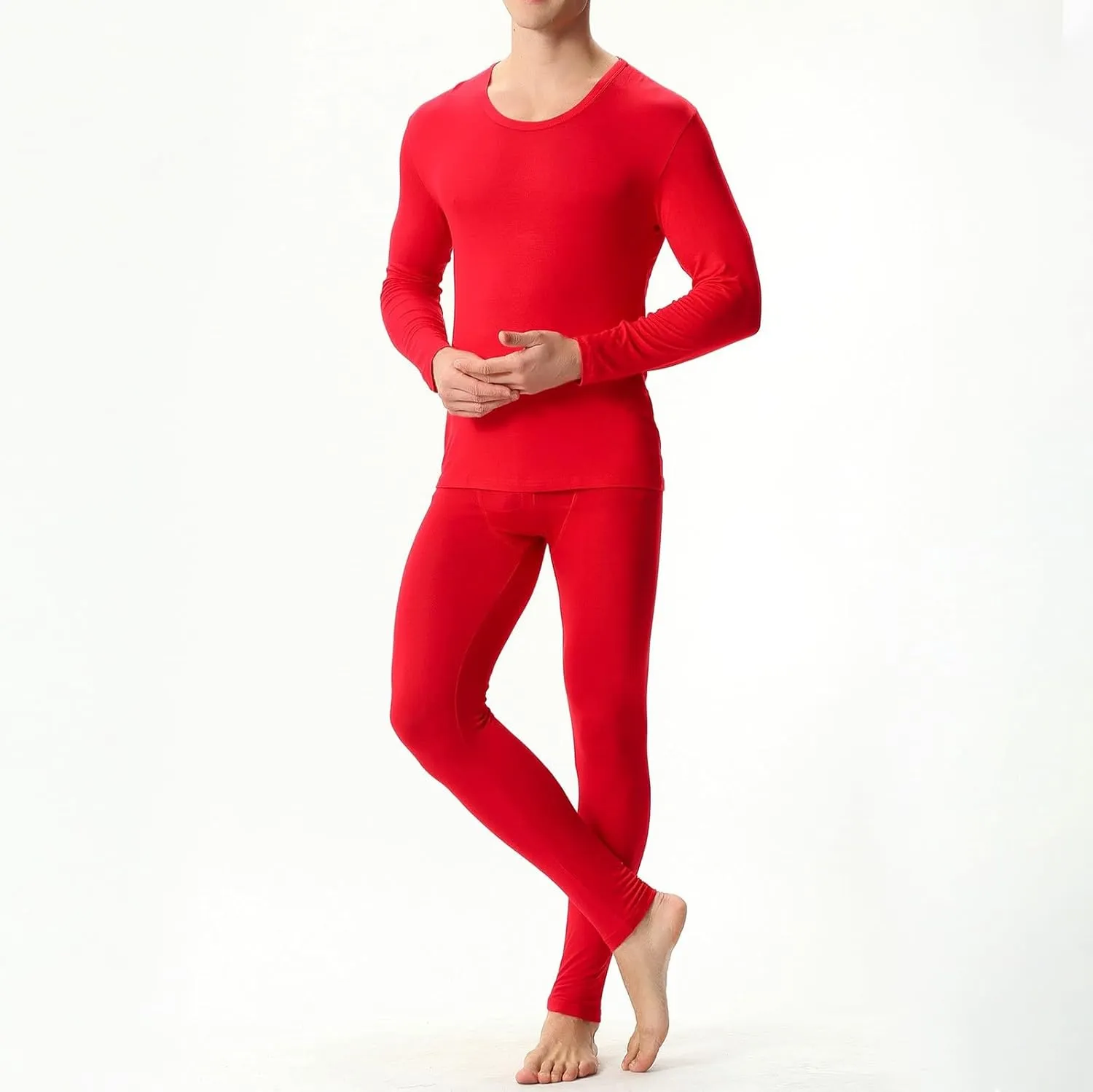 Thermal Underwear Set for Men Men's Thermal Underwear Set Lined Long Thermal Set Winter Thermal Underwear for Men