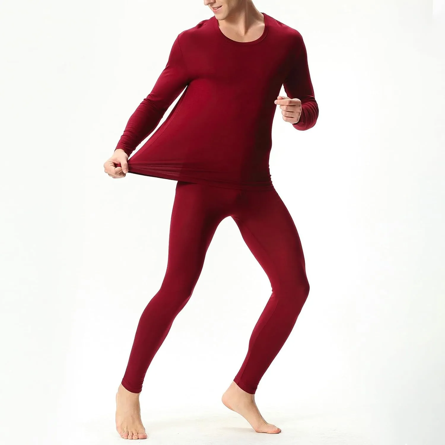 Thermal Underwear Set for Men Men's Thermal Underwear Set Lined Long Thermal Set Winter Thermal Underwear for Men