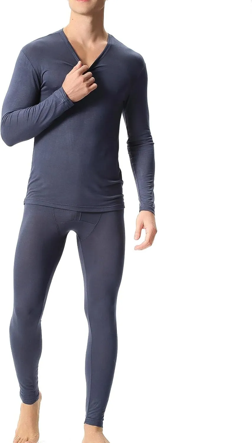 Thermal Underwear Set for Men Men's Thermal Underwear Set Lined Long Thermal Set Winter Thermal Underwear for Men