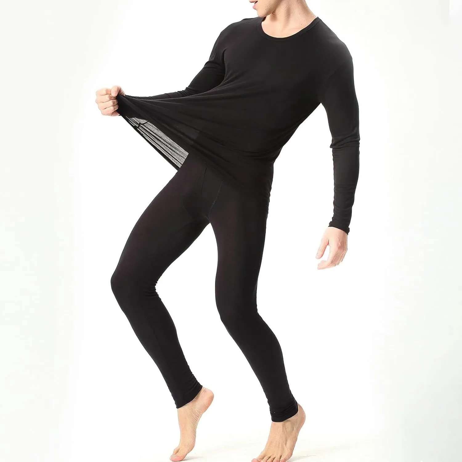 Thermal Underwear Set for Men Men's Thermal Underwear Set Lined Long Thermal Set Winter Thermal Underwear for Men