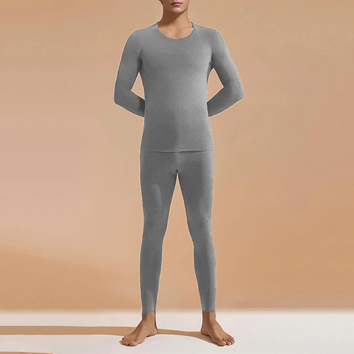 Thermal Underwear Set for Men Men's Thermal Underwear Set Lined Long Thermal Set Winter Thermal Underwear for Men
