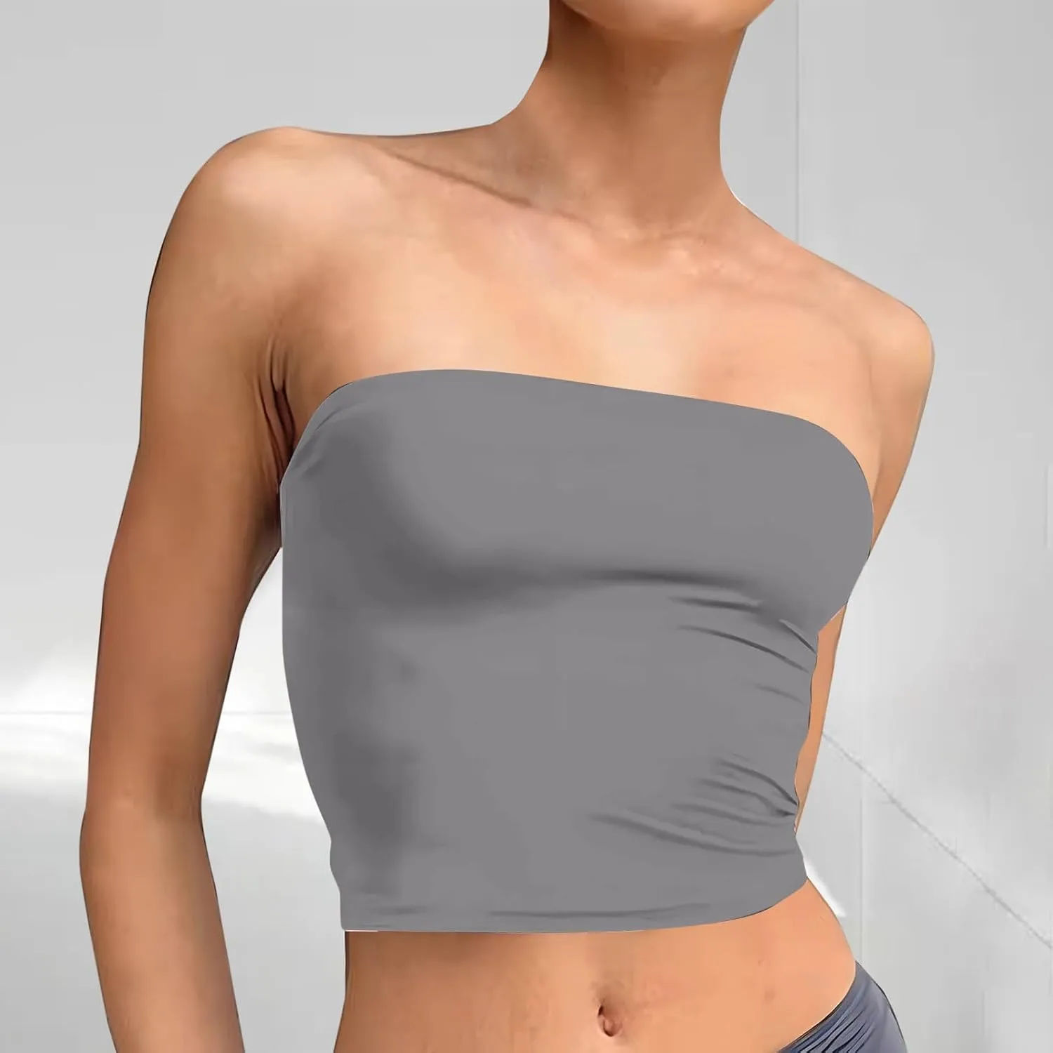 Trendy Going Out Crop Tops for Women Summer Casual Sleeveless Tube Tops Off The Shoulder Backless Solid Y2k Clothes