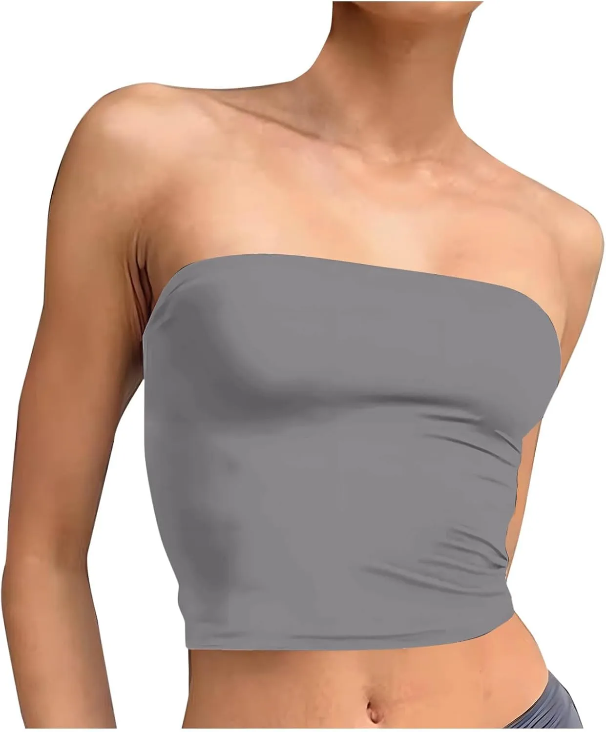 Trendy Going Out Crop Tops for Women Summer Casual Sleeveless Tube Tops Off The Shoulder Backless Solid Y2k Clothes