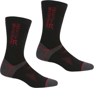 Unisex Adult Wool Hiking Boot Socks (Pack of 2) (7, 9) (Black/Dark Red)
