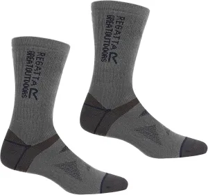 Unisex Adult Wool Hiking Boot Socks (Pack of 2) (7, 9) (Briar Grey/Navy)