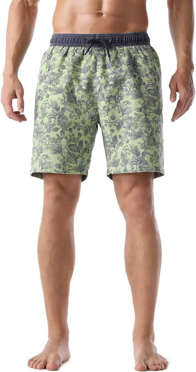 unitop Men's Board Shorts Quick Dry Washed Vintage Bathing Trunks