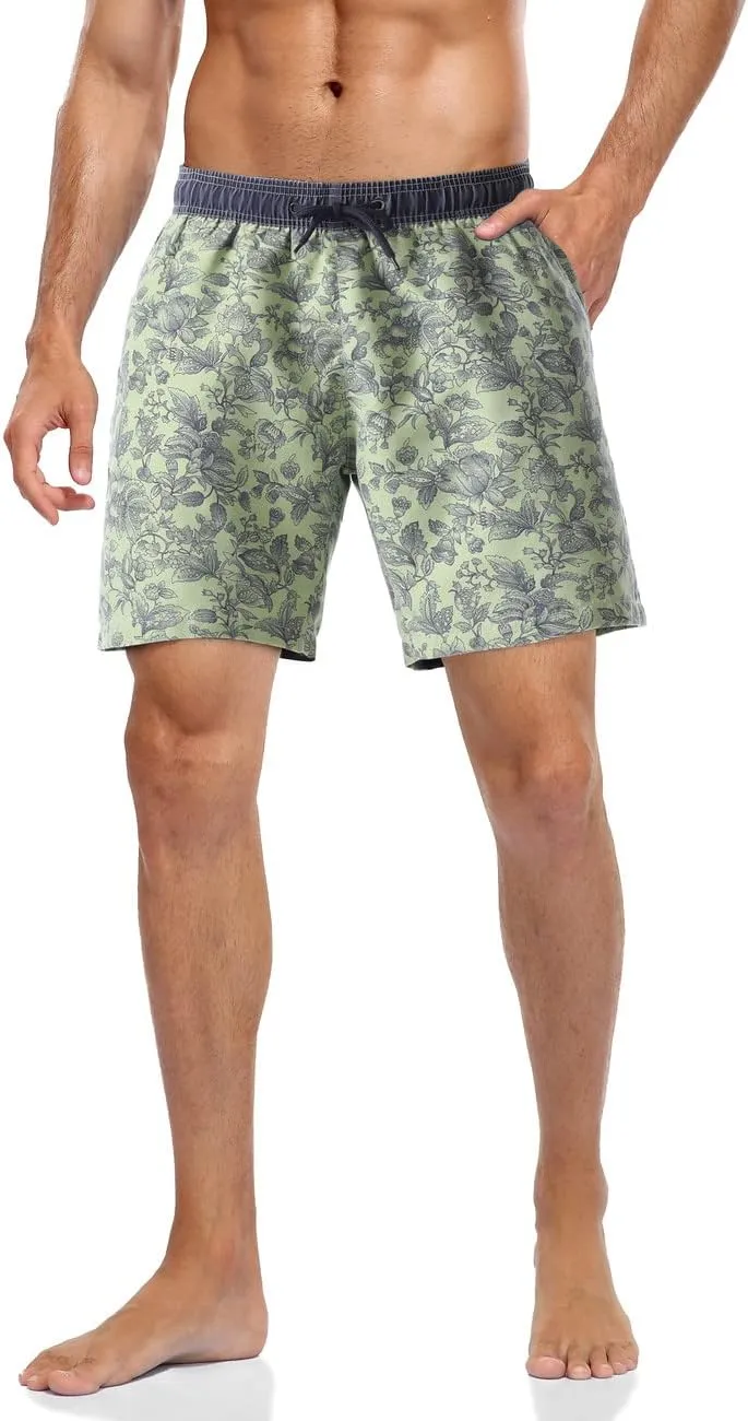 unitop Men's Board Shorts Quick Dry Washed Vintage Bathing Trunks