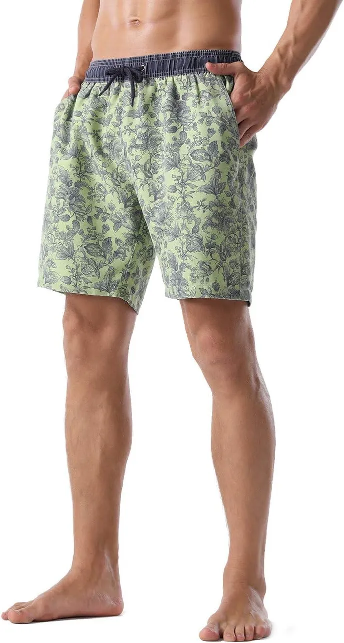 unitop Men's Board Shorts Quick Dry Washed Vintage Bathing Trunks