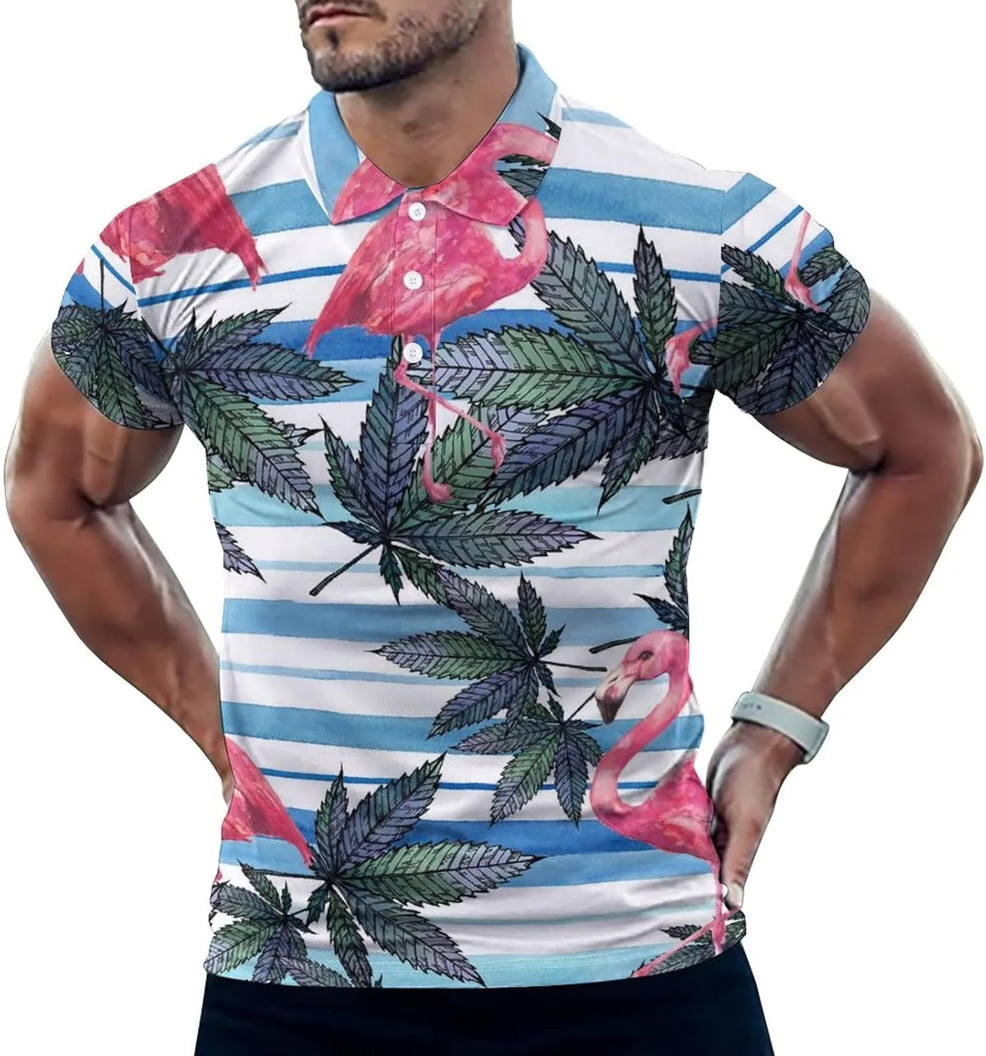 UNMUTTON Galaxy Golf Shirts for Men Polo Shirts Quick-Dry Short Sleeve Athletic T-Shirt Tennis Collared Shirt
