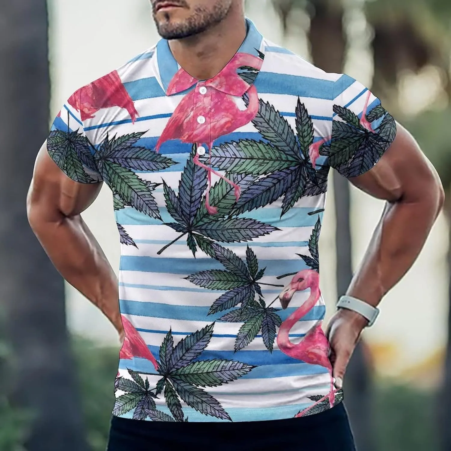 UNMUTTON Galaxy Golf Shirts for Men Polo Shirts Quick-Dry Short Sleeve Athletic T-Shirt Tennis Collared Shirt