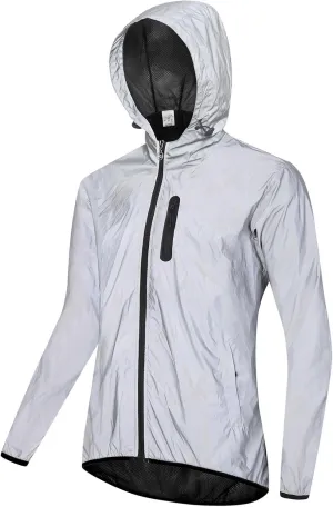 Waterproof Cycling Rain Jacket Men's Hooded Reflective High Visibility Running Bike Hiking Coats Windbreaker Raincoat
