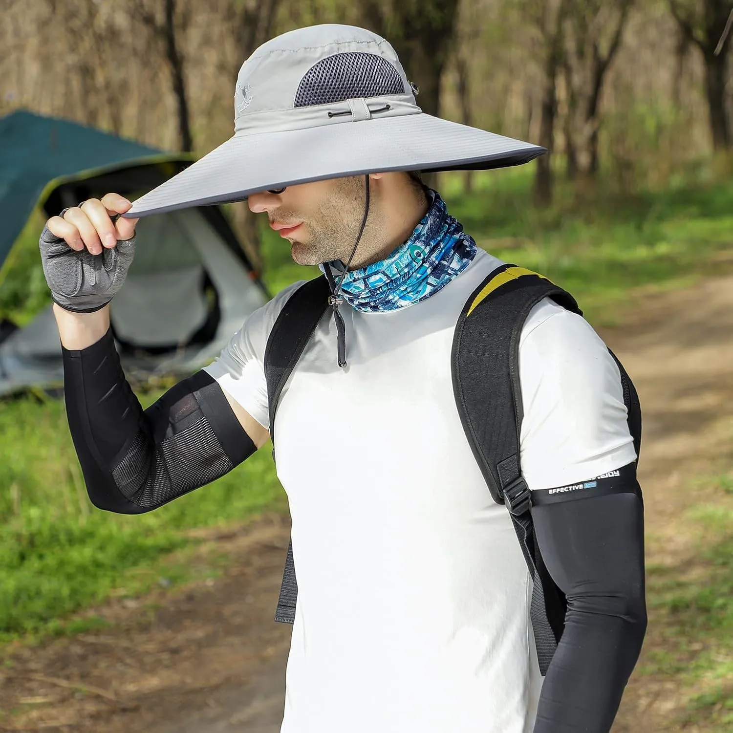 Wide Brim Sun Hat for Men Women UV Protection Ventilated Outdoor Bucket Fishing Hats Packable for Safari Hiking