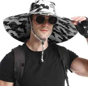 Wide Brim Sun Hat for Men Women UV Protection Ventilated Outdoor Bucket Fishing Hats Packable for Safari Hiking
