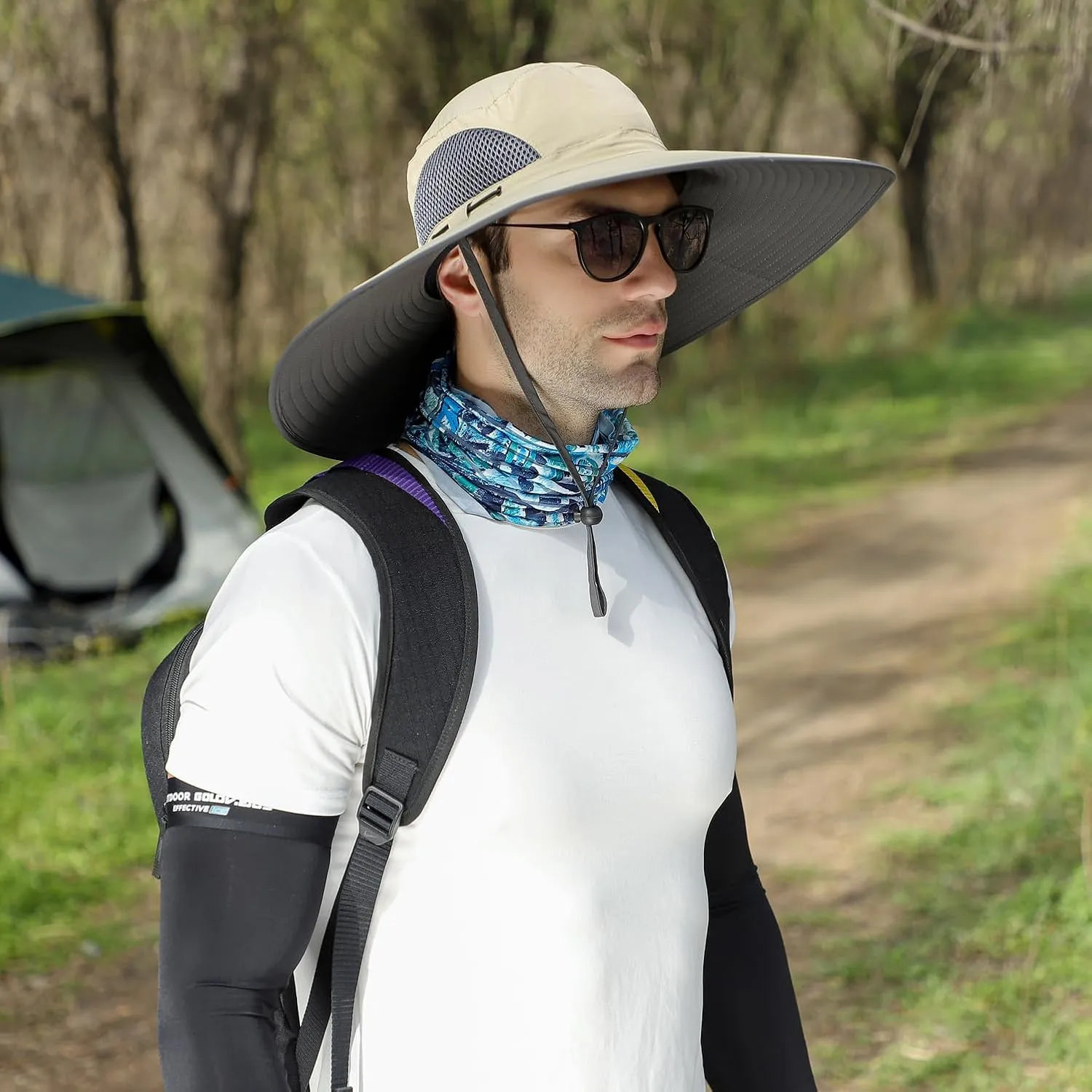 Wide Brim Sun Hat for Men Women UV Protection Ventilated Outdoor Bucket Fishing Hats Packable for Safari Hiking