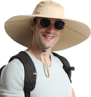 Wide Brim Sun Hat for Men Women UV Protection Ventilated Outdoor Bucket Fishing Hats Packable for Safari Hiking