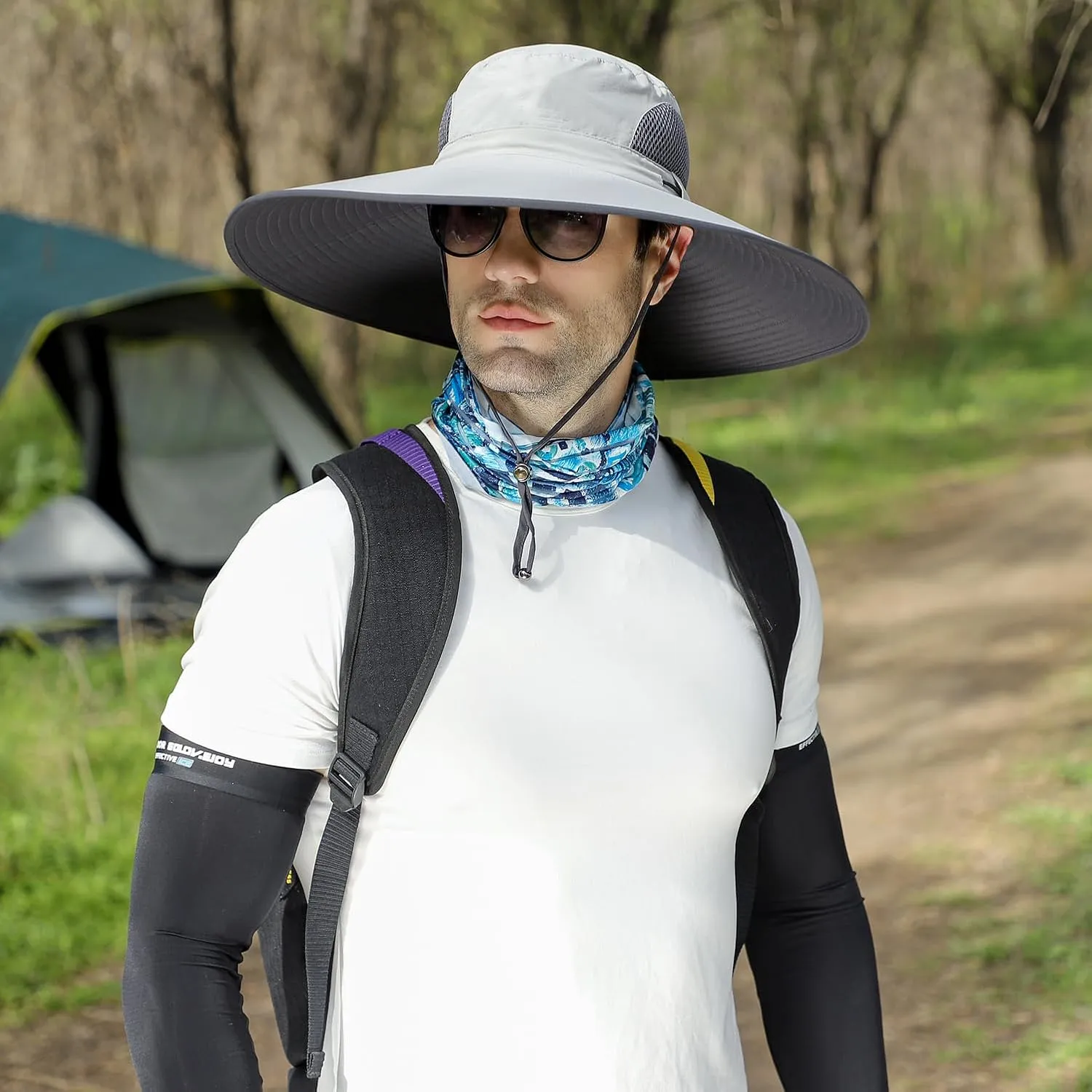 Wide Brim Sun Hat for Men Women UV Protection Ventilated Outdoor Bucket Fishing Hats Packable for Safari Hiking