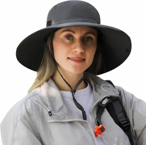 Wide Brim Sun Hat for Men Women UV Protection Ventilated Outdoor Bucket Fishing Hats Packable for Safari Hiking