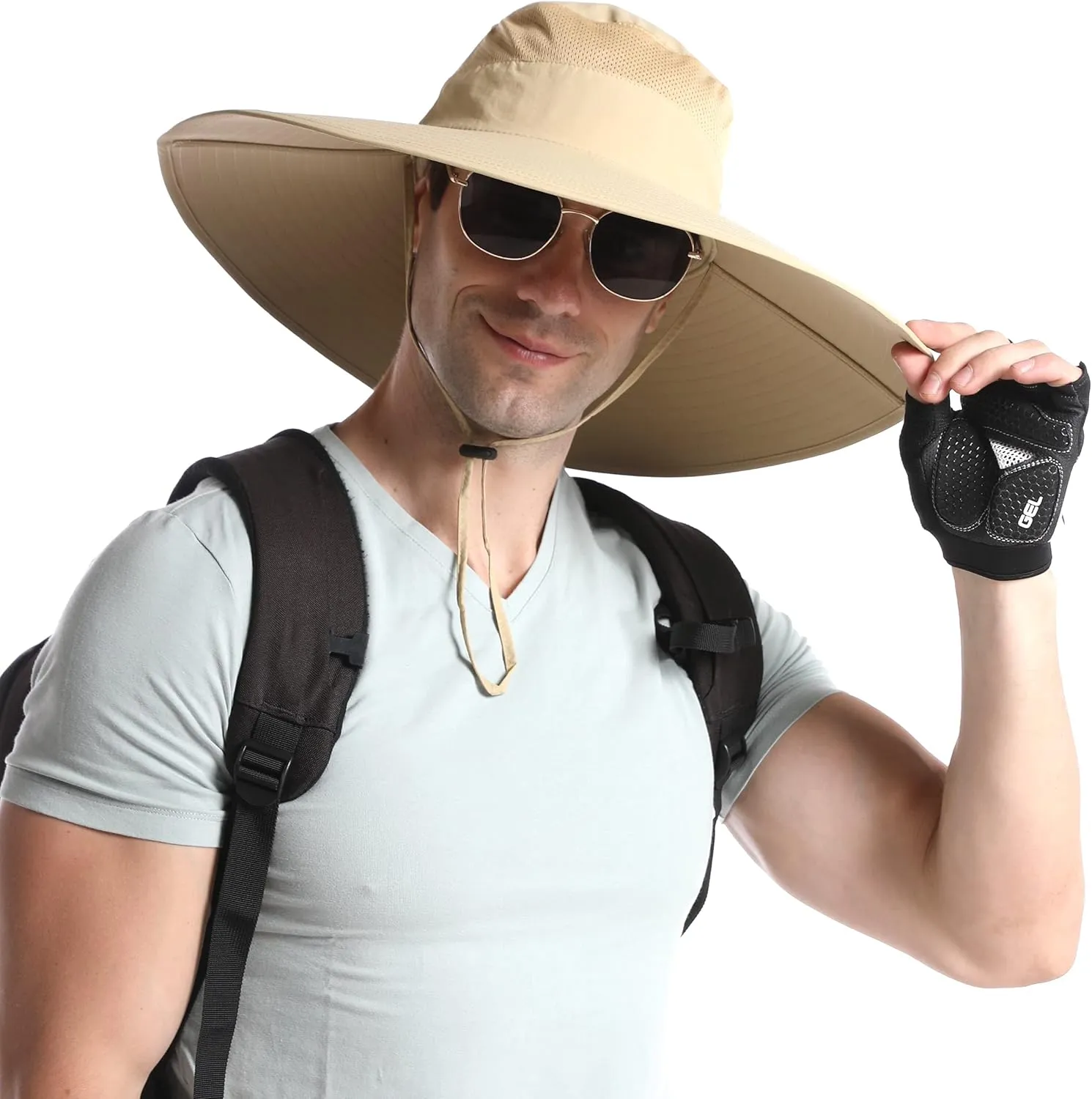 Wide Brim Sun Hat for Men Women UV Protection Ventilated Outdoor Bucket Fishing Hats Packable for Safari Hiking