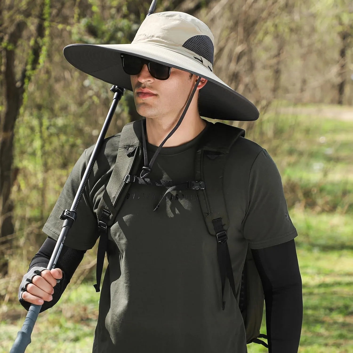 Wide Brim Sun Hat for Men Women UV Protection Ventilated Outdoor Bucket Fishing Hats Packable for Safari Hiking