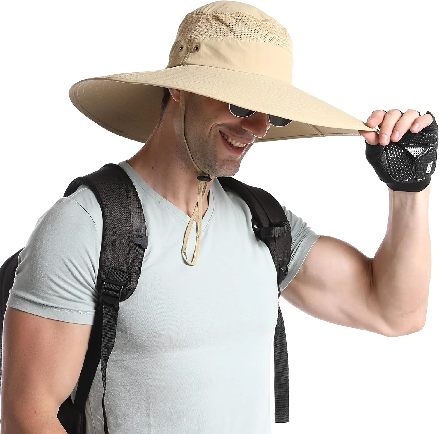 Wide Brim Sun Hat for Men Women UV Protection Ventilated Outdoor Bucket Fishing Hats Packable for Safari Hiking