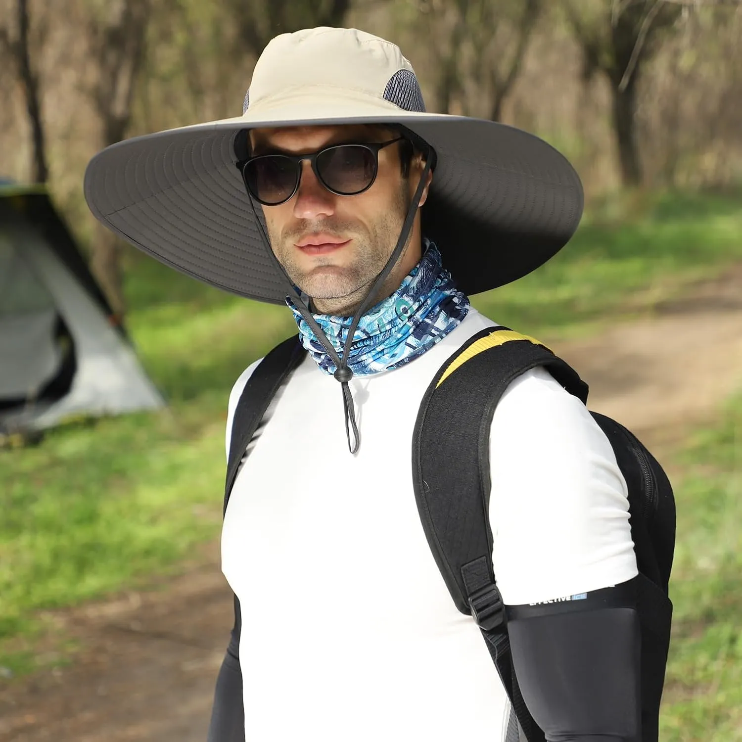 Wide Brim Sun Hat for Men Women UV Protection Ventilated Outdoor Bucket Fishing Hats Packable for Safari Hiking