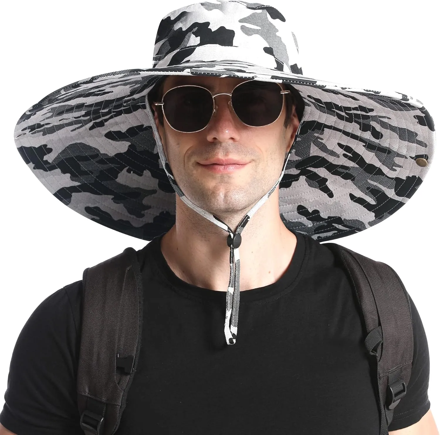 Wide Brim Sun Hat for Men Women UV Protection Ventilated Outdoor Bucket Fishing Hats Packable for Safari Hiking