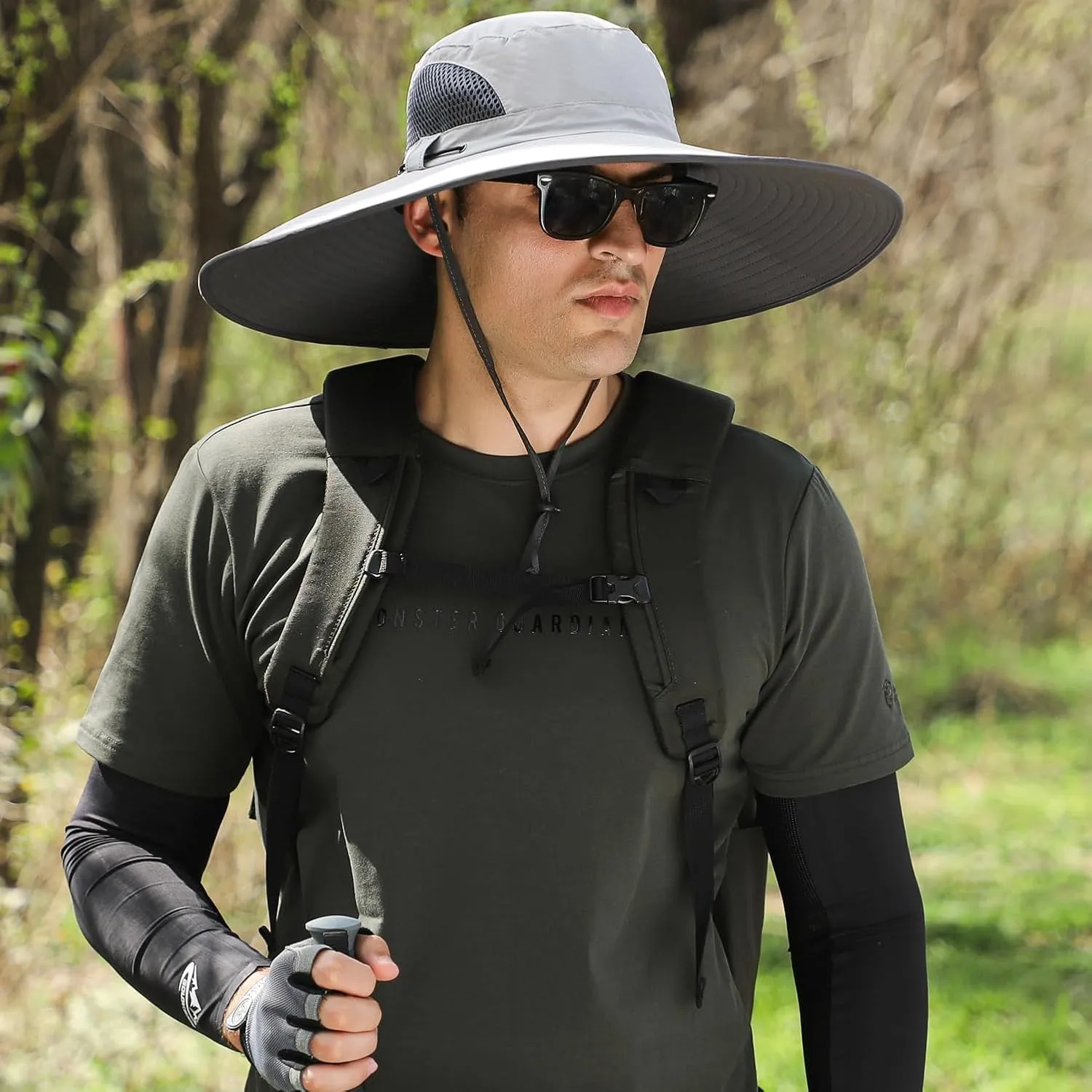 Wide Brim Sun Hat for Men Women UV Protection Ventilated Outdoor Bucket Fishing Hats Packable for Safari Hiking