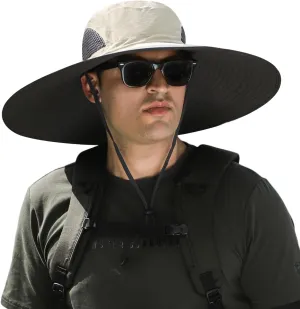 Wide Brim Sun Hat for Men Women UV Protection Ventilated Outdoor Bucket Fishing Hats Packable for Safari Hiking