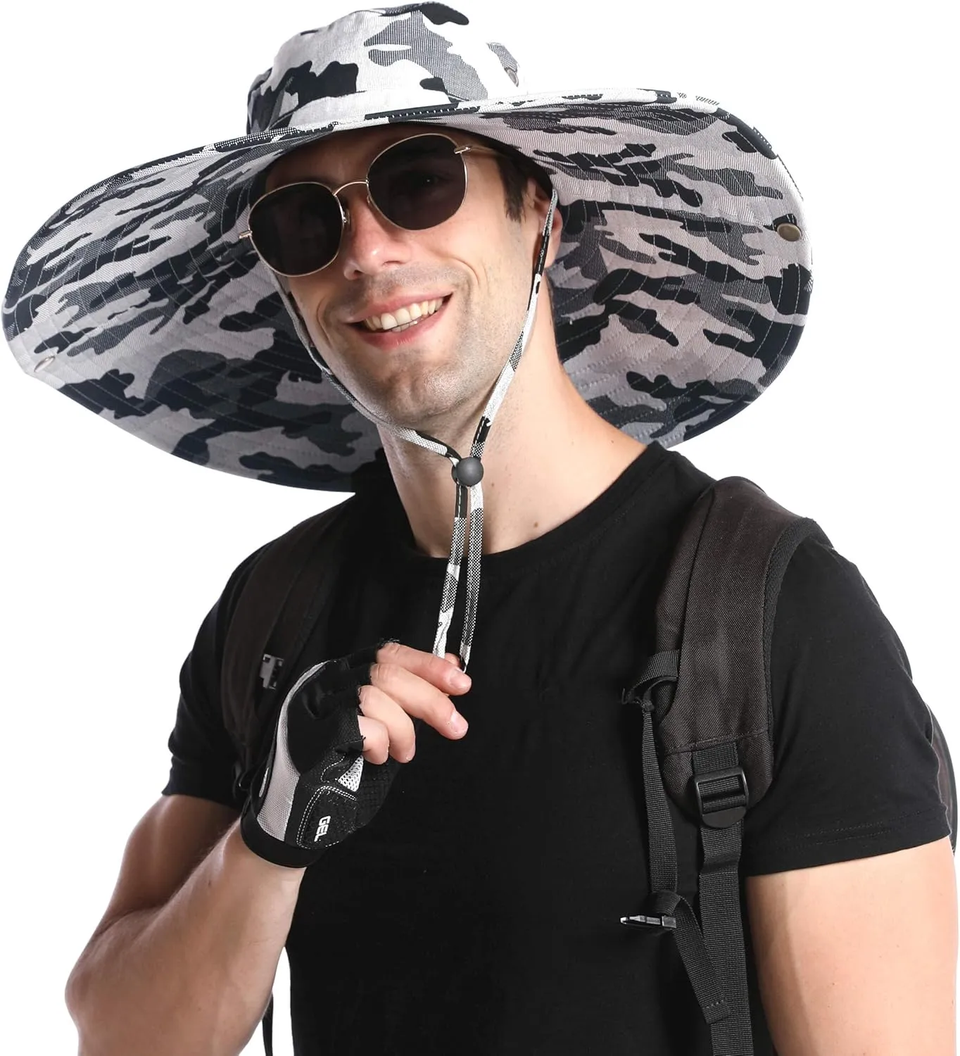 Wide Brim Sun Hat for Men Women UV Protection Ventilated Outdoor Bucket Fishing Hats Packable for Safari Hiking