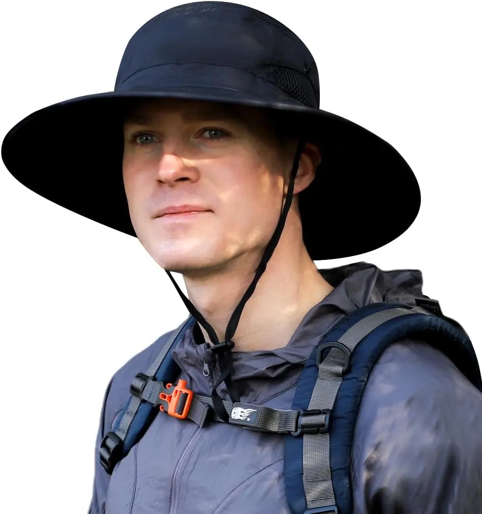 Wide Brim Sun Hat for Men Women UV Protection Ventilated Outdoor Bucket Fishing Hats Packable for Safari Hiking