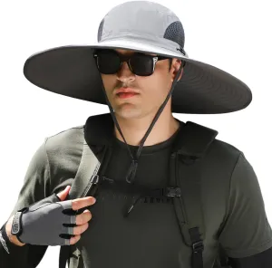 Wide Brim Sun Hat for Men Women UV Protection Ventilated Outdoor Bucket Fishing Hats Packable for Safari Hiking