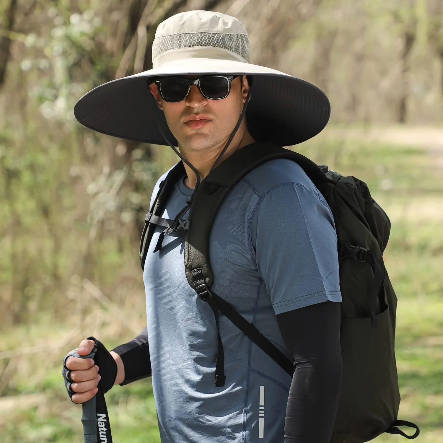 Wide Brim Sun Protection Hat Outdoor Unisex Ventilated Hats for Hiking Beach Fishing Safari Garden Lawn Yard Work Kayaking
