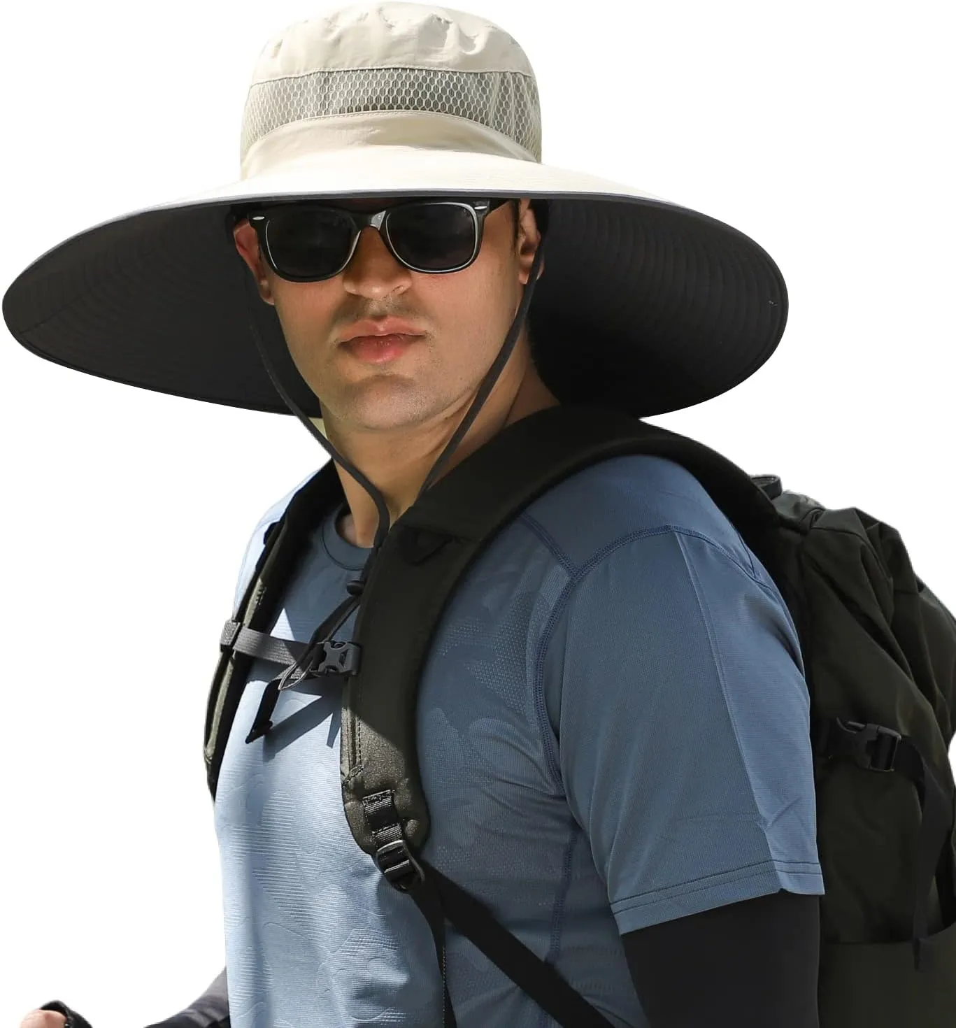 Wide Brim Sun Protection Hat Outdoor Unisex Ventilated Hats for Hiking Beach Fishing Safari Garden Lawn Yard Work Kayaking