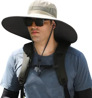 Wide Brim Sun Protection Hat Outdoor Unisex Ventilated Hats for Hiking Beach Fishing Safari Garden Lawn Yard Work Kayaking