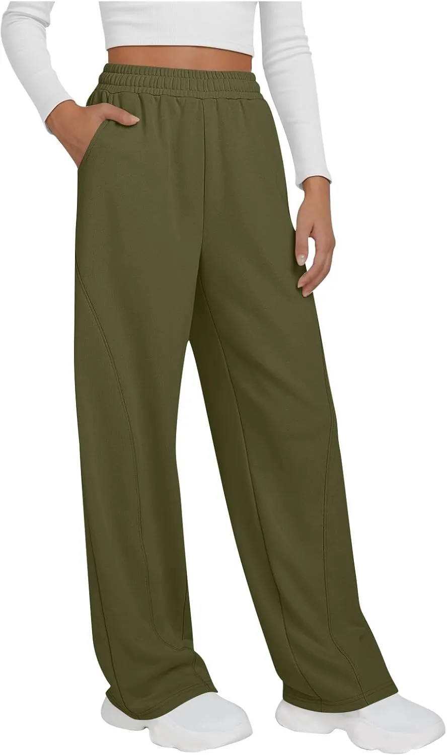 Wide Leg Sweatpants Women Loose Pants Winter Casual Comfortable Pants Drawstring Sweatpant wiht Pockets for Outdoor