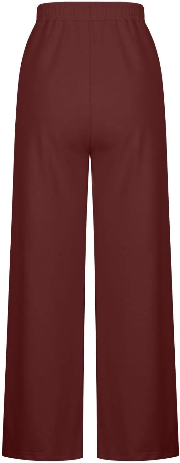 Wide Leg Sweatpants Women Loose Pants Winter Casual Comfortable Pants Drawstring Sweatpant wiht Pockets for Outdoor