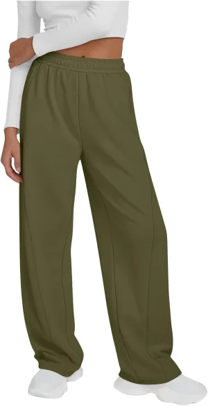 Wide Leg Sweatpants Women Loose Pants Winter Casual Comfortable Pants Drawstring Sweatpant wiht Pockets for Outdoor