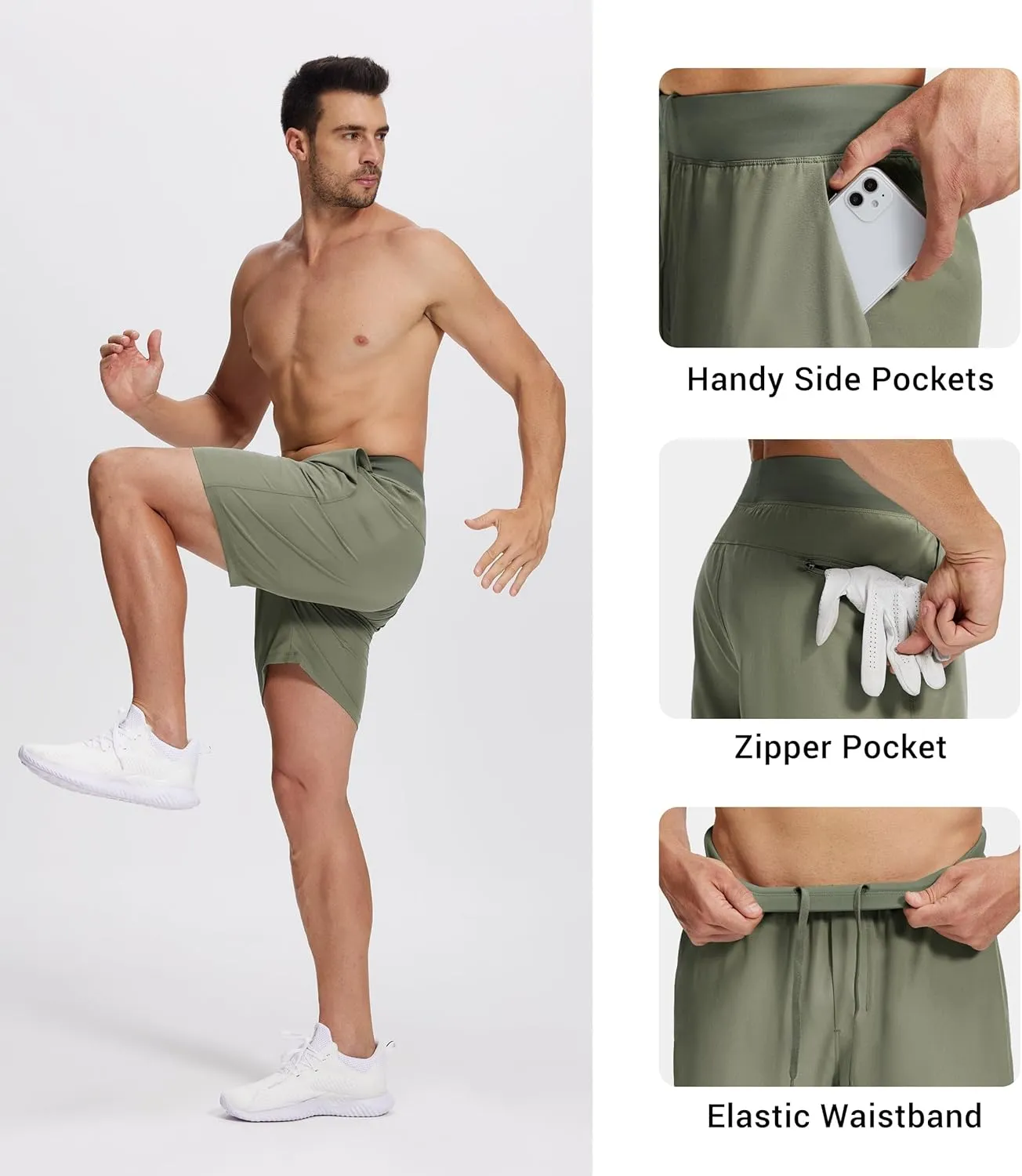 Willit Men's Athletic Shorts Quick Dry Running Workout Shorts Lightweight Hiking Gym Casual Shorts with Pockets 7"