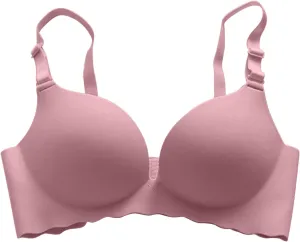 Wirefree Comfortable Bras for Women Everyday Wear Push Up Seamless Smoothing Full-Coverage T-Shirt Bra for Everyday Purple