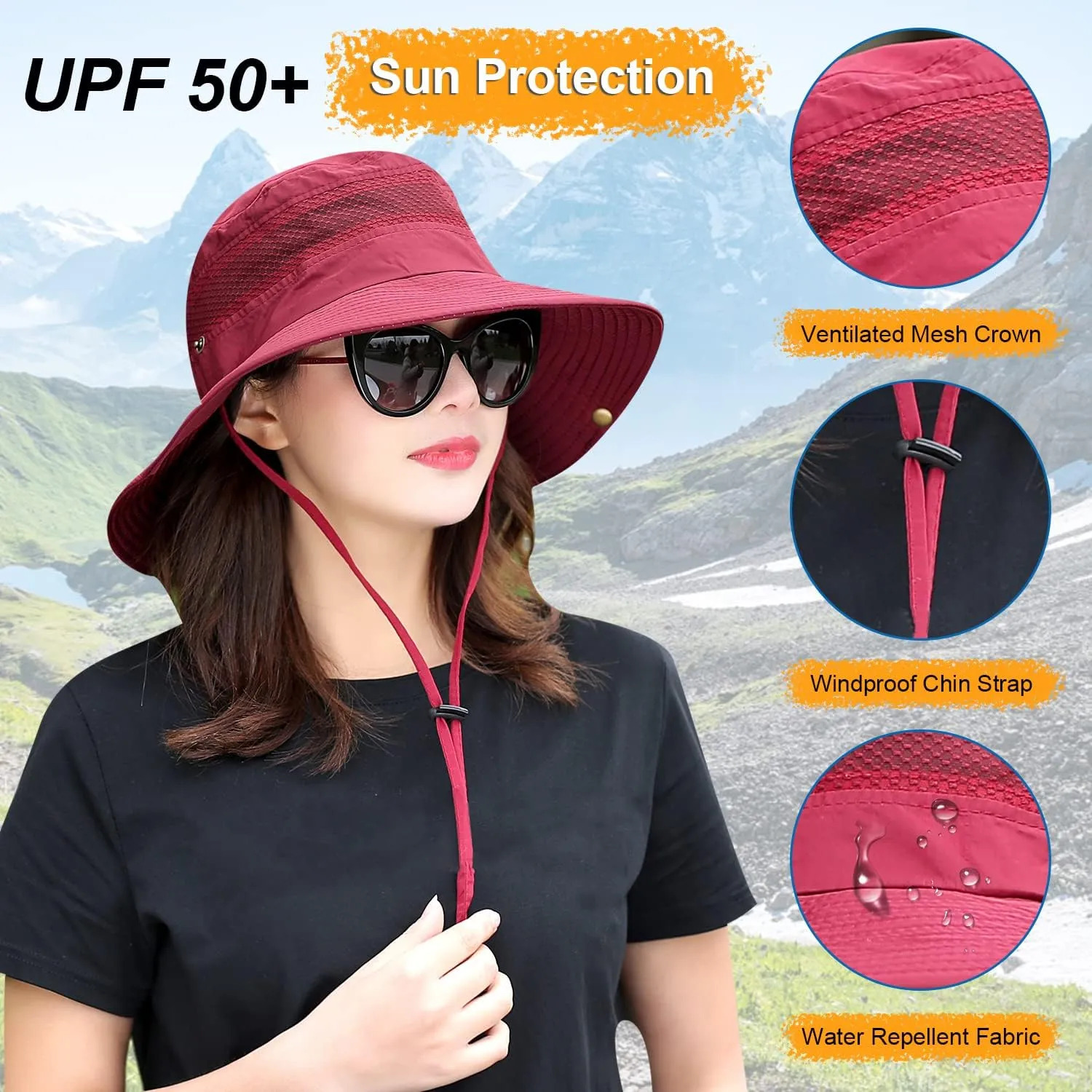 Women Fishing Sun Hat Men Summer UV Protection Bucket Hats Mesh Ventilated Outdoor Hiking Gardening Beach Lawn Hat