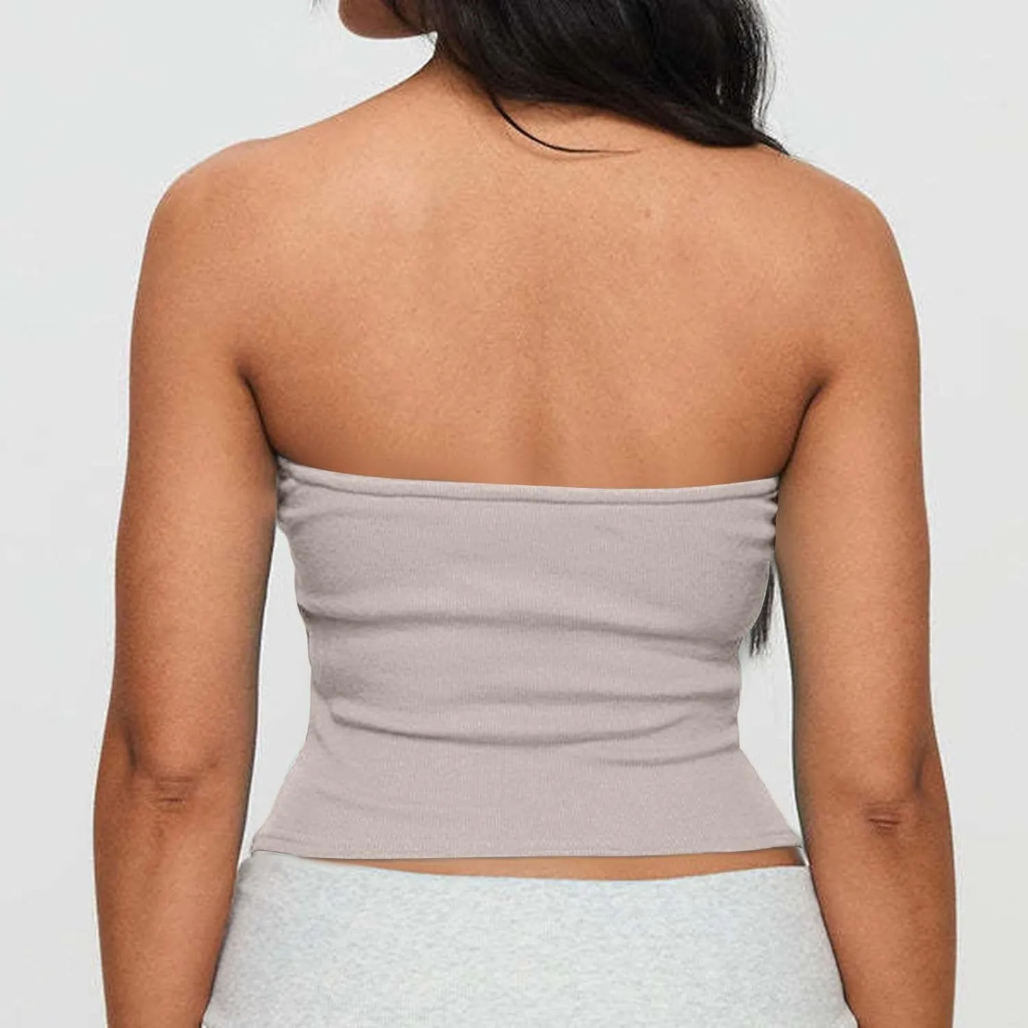 Women Summer Ribbed Knit Crop Tube Top, Elastic Slim Summer Going Out Trendy Clothes Strapless Breathable Basic Bustier