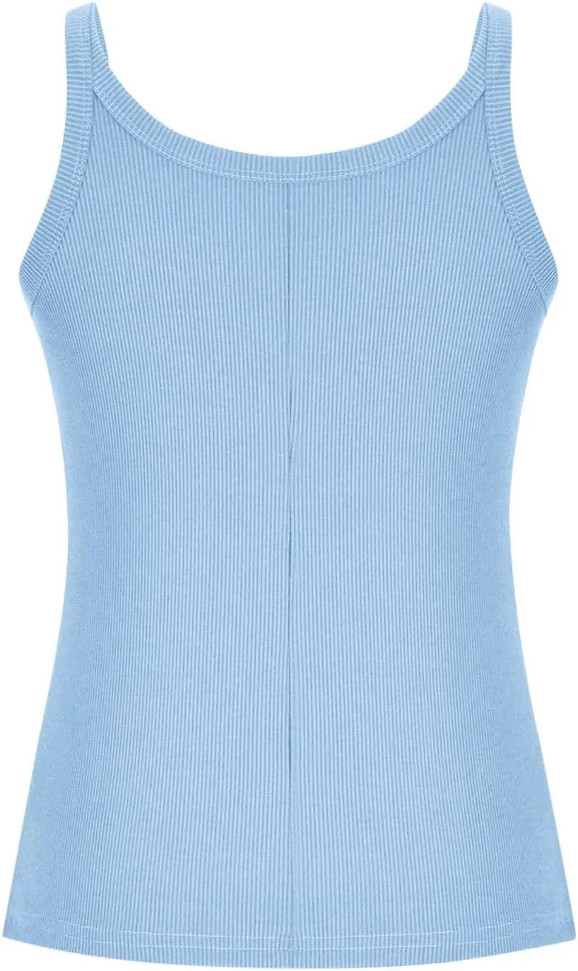 Women's 2025 Summer Tank Tops Ribbed Knit Slim Sleeveless Camisole Shirts Spaghetti Strap Trendy Casual Basic Blouse