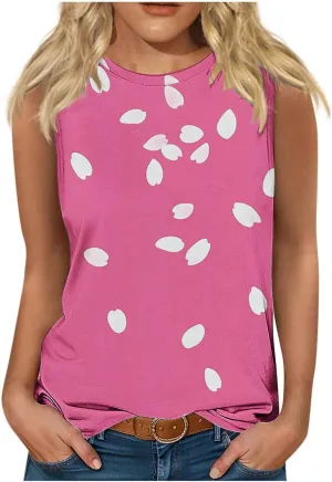 Women's Casual Floral Tank Tops 2025 Summer Sleeveless Shirts Basic Roundneck Loose Tunic Tee Ladies Fashion Blouse