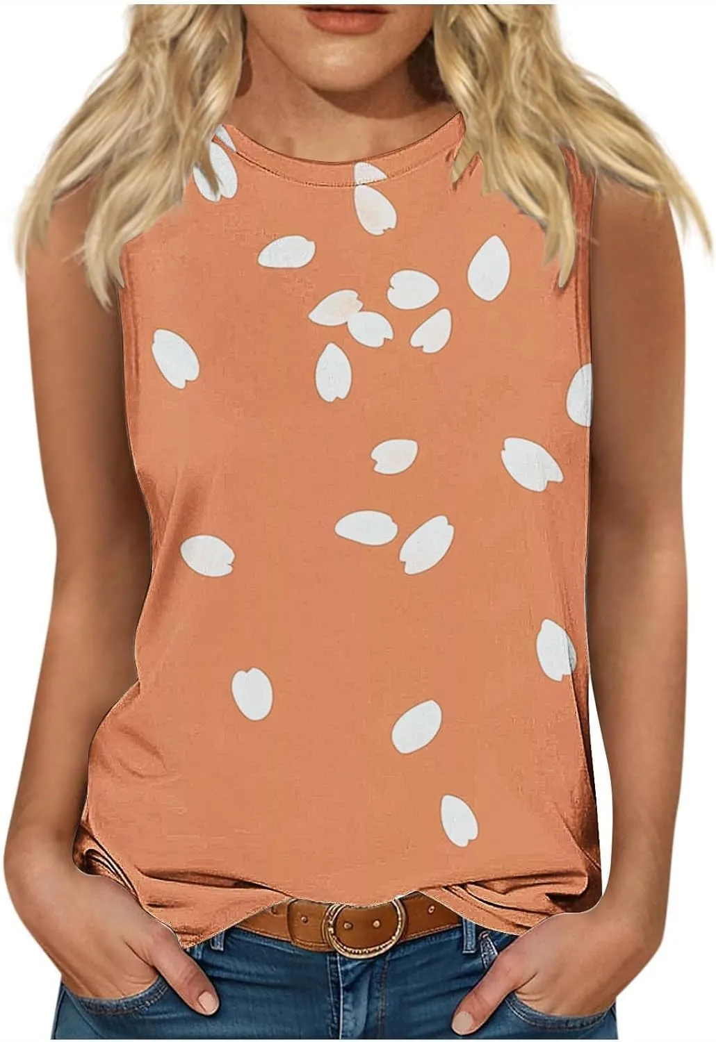 Women's Casual Floral Tank Tops 2025 Summer Sleeveless Shirts Basic Roundneck Loose Tunic Tee Ladies Fashion Blouse