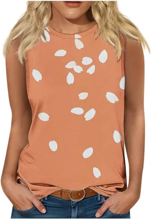 Women's Casual Floral Tank Tops 2025 Summer Sleeveless Shirts Basic Roundneck Loose Tunic Tee Ladies Fashion Blouse