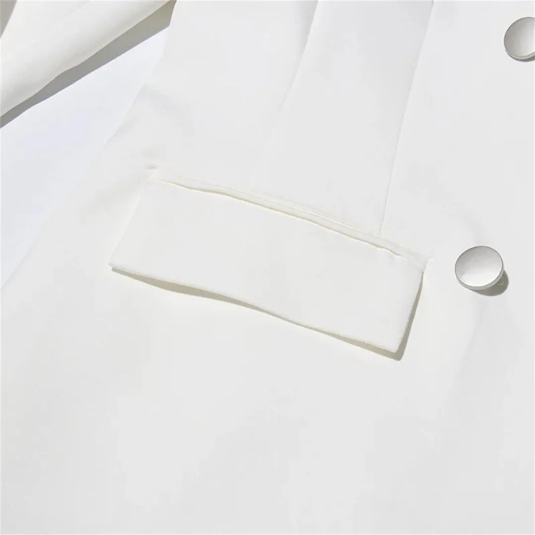 Women's Casual Lace Blazer High Stretch Stitching Double-Breasted Formal Blazer Coat